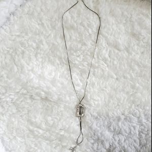 Necklace with Letter D Pendant Silver Tone
